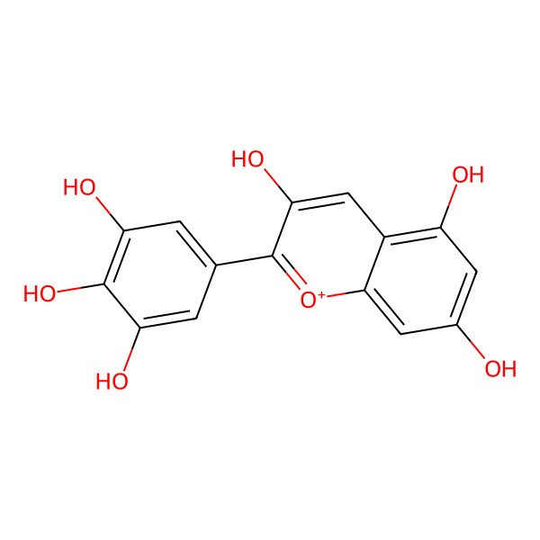 2D Structure of 3,3',4',5,5',7-Hexahydroxyflavylium