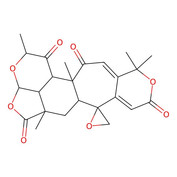 2D Structure of (1S,2R,11S,12S,14S,17S,19R,21R)-2,6,6,14,19-pentamethylspiro[7,16,18-trioxapentacyclo[12.6.1.02,12.05,10.017,21]henicosa-4,9-diene-11,2'-oxirane]-3,8,15,20-tetrone