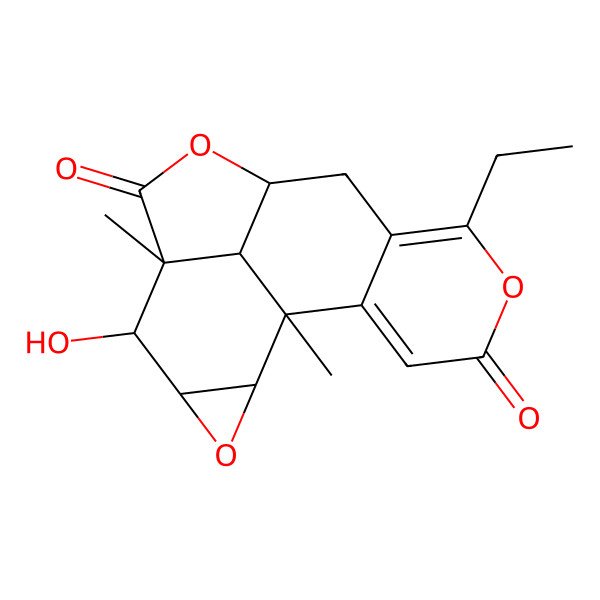2D Structure of (1S,4S,5R,6R,9R,17R)-12-ethyl-5-hydroxy-1,6-dimethyl-3,8,13-trioxapentacyclo[7.7.1.02,4.06,17.011,16]heptadeca-11,15-diene-7,14-dione