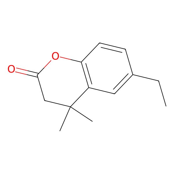 2D Structure of 3,4-Dihydrocoumarin, 4,4-dimethyl-6-ethyl- 2D Structure of 3,4-Dihydrocoumarin, 4,4-dimethyl-6-ethyl-
