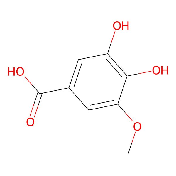 2D Structure of 3,4-Dihydroxy-5-methoxybenzoic acid