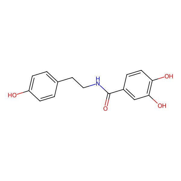 2D Structure of 3,4-dihydroxy-N-(4-hydroxyphenethyl)benzamide