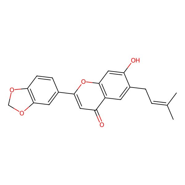 2D Structure of 3',4'-Methylenedioxy-7-hydroxy-6-isopentenyl flavone