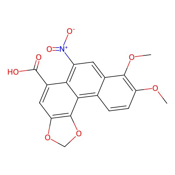 2D Structure of 3,4-Methylenedioxy-7,8-dimethoxy-10-nitrophenanthrene-1-carboxylic acid 2D Structure of 3,4-Methylenedioxy-7,8-dimethoxy-10-nitrophenanthrene-1-carboxylic acid