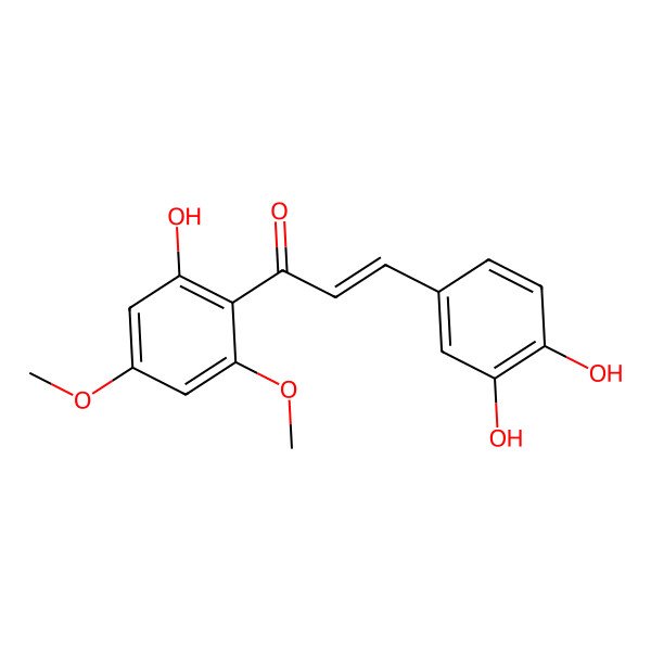 2D Structure of (E)-3-(3,4-dihydroxyphenyl)-1-(2-hydroxy-4,6-dimethoxyphenyl)prop-2-en-1-one 2D Structure of (E)-3-(3,4-dihydroxyphenyl)-1-(2-hydroxy-4,6-dimethoxyphenyl)prop-2-en-1-one