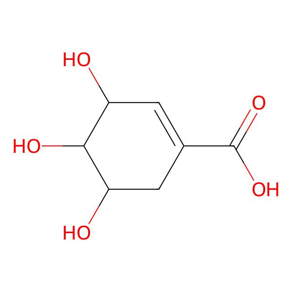 2D Structure of 3,4,5-Trihydroxy-1-cyclohexene-1-carboxylic acid