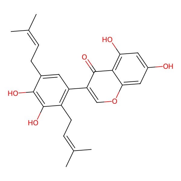 2D Structure of 3',4',5,7-Tetrahydroxy-2',5'-di(3-methyl-2-butenyl)isoflavone
