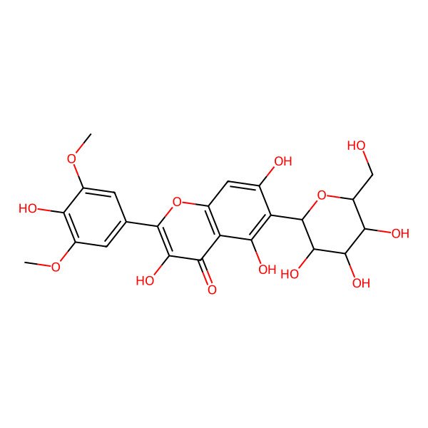 2D Structure of 3,4',5,7-Tetrahydroxy-3',5'-dimethoxy-6-beta-D-glucopyranosylflavone