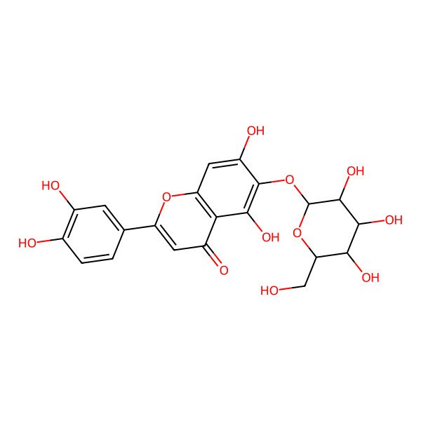 2D Structure of 3',4',5,7-Tetrahydroxy-6-(beta-D-glucopyranosyloxy)flavone