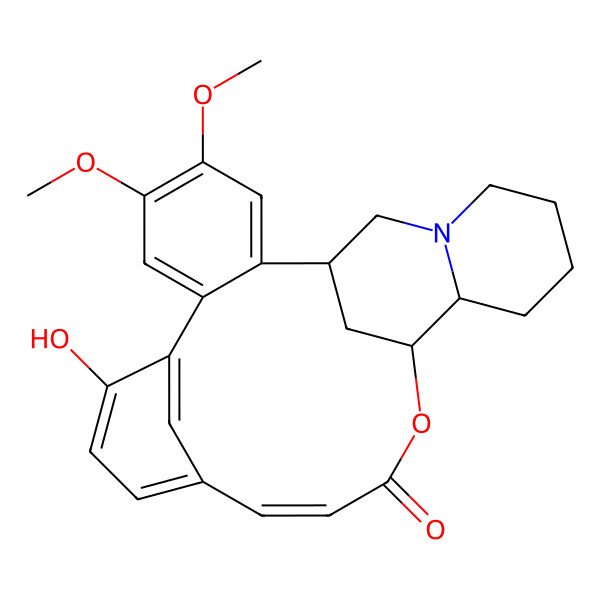 2D Structure of (1S,13Z,17R,18R)-9-Hydroxy-4,5-dimethoxy-16-oxa-23-azapentacyclo[15.7.1.18,12.02,7.018,23]hexacosa-2,4,6,8,10,12(26),13-heptaen-15-one