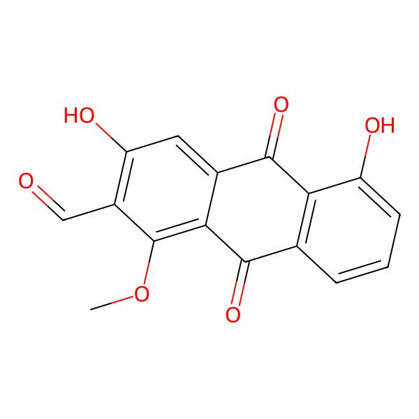 2D Structure of 3,5-Dihydroxy-1-methoxy-9,10-dioxoanthracene-2-carbaldehyde