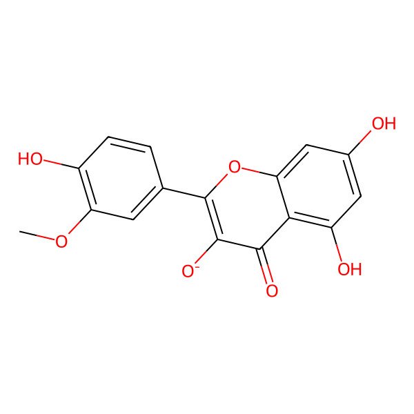 2D Structure of 3,5-dihydroxy-2-(4-hydroxy-3-methoxyphenyl)-4-oxo-4H-chromen-7-olate