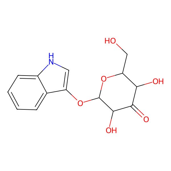 2D Structure of 3,5-dihydroxy-2-(hydroxymethyl)-6-(1H-indol-3-yloxy)tetrahydropyran-4-one
