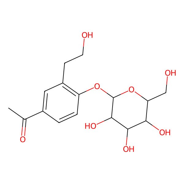 2D Structure of 1-[3-(2-hydroxyethyl)-4-[(2S,3R,4S,5S,6R)-3,4,5-trihydroxy-6-(hydroxymethyl)oxan-2-yl]oxyphenyl]ethanone