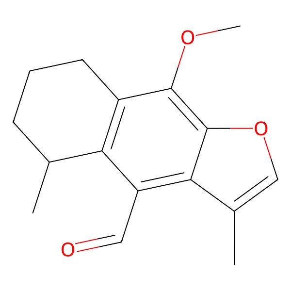 2D Structure of 3,5beta-Dimethyl-9-methoxy-5,6,7,8-tetrahydronaphtho[2,3-b]furan-4-carbaldehyde