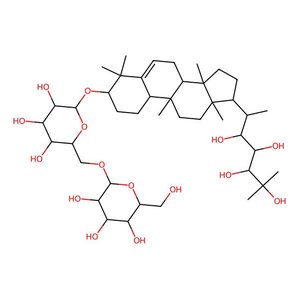 2D Structure of (3R,4R,5S,6S)-2-methyl-6-[4,4,9,13,14-pentamethyl-3-[(2R,3R,4S,5R,6R)-3,4,5-trihydroxy-6-[[(2R,3R,4S,5R,6R)-3,4,5-trihydroxy-6-(hydroxymethyl)oxan-2-yl]oxymethyl]oxan-2-yl]oxy-2,3,7,8,10,11,12,15,16,17-decahydro-1H-cyclopenta[a]phenanthren-17-yl]heptane-2,3,4,5-tetrol