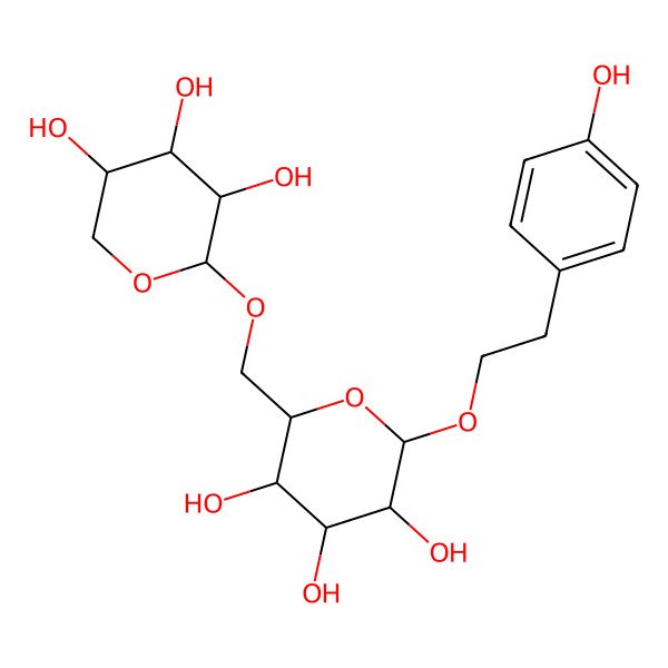 2D Structure of (2R,3R,4S,5S,6R)-2-[2-(4-hydroxyphenyl)ethoxy]-6-[[(2S,3R,4S,5R)-3,4,5-trihydroxyoxan-2-yl]oxymethyl]oxane-3,4,5-triol