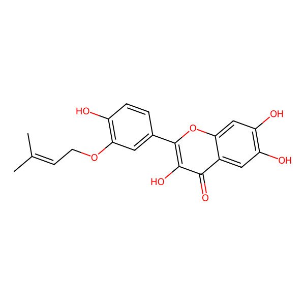 2D Structure of 3,6,7-Trihydroxy-2-{4-hydroxy-3-[(3-methylbut-2-en-1-yl)oxy]phenyl}-4H-1-benzopyran-4-one