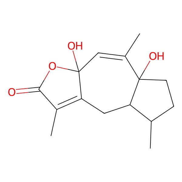 2D Structure of (3aR,5aS,8S,8aS)-3a,5a-dihydroxy-1,5,8-trimethyl-7,8,8a,9-tetrahydro-6H-azuleno[6,5-b]furan-2-one
