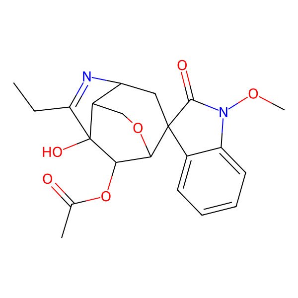 2D Structure of [(1S,2S,4S,7S,8S,11S)-6-ethyl-7-hydroxy-1'-methoxy-2'-oxospiro[10-oxa-5-azatricyclo[5.3.1.04,8]undec-5-ene-2,3'-indole]-11-yl] acetate
