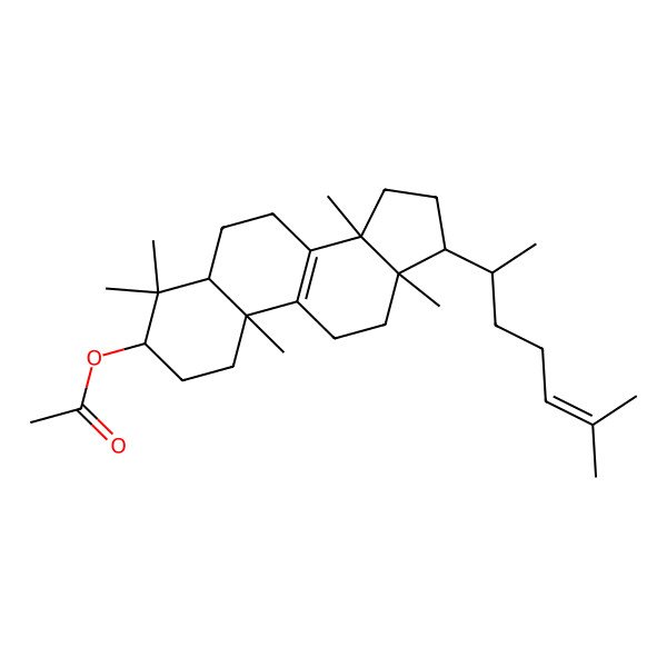 2D Structure of [(3S,5R,10S,13S,14S,17S)-4,4,10,13,14-pentamethyl-17-[(2R)-6-methylhept-5-en-2-yl]-2,3,5,6,7,11,12,15,16,17-decahydro-1H-cyclopenta[a]phenanthren-3-yl] acetate
