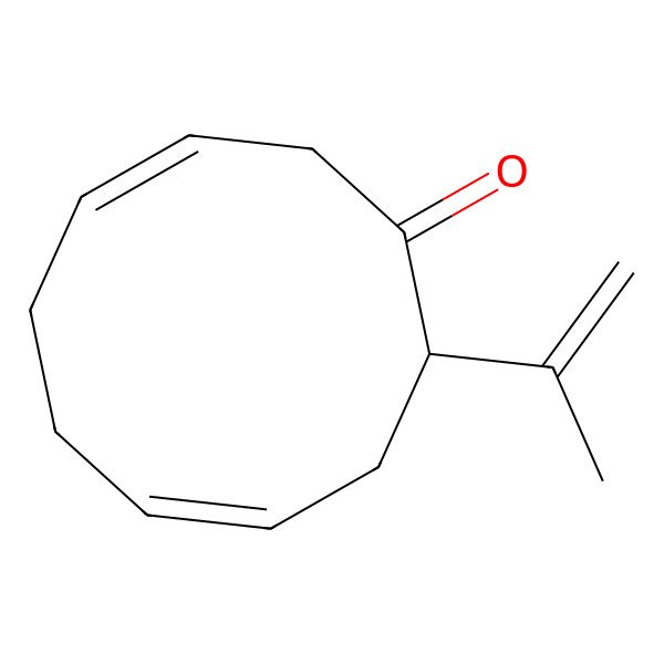 2D Structure of 3,7-Cyclodecadien-1-one, 10-(1-methylethenyl)-, (E,E)-