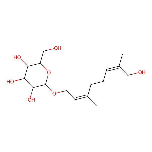2D Structure of 3,7-Dimethyl-8-hydroxy-2,6-octadienyl beta-D-glucopyranoside