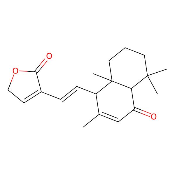 2D Structure of 4-[(E)-2-[(1S,4aS,8aR)-2,5,5,8a-tetramethyl-4-oxo-4a,6,7,8-tetrahydro-1H-naphthalen-1-yl]ethenyl]-2H-furan-5-one