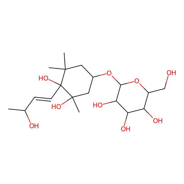 2D Structure of (2R,3R,4S,5S,6R)-2-[(1R,3S,4S)-3,4-dihydroxy-4-[(E,3R)-3-hydroxybut-1-enyl]-3,5,5-trimethylcyclohexyl]oxy-6-(hydroxymethyl)oxane-3,4,5-triol