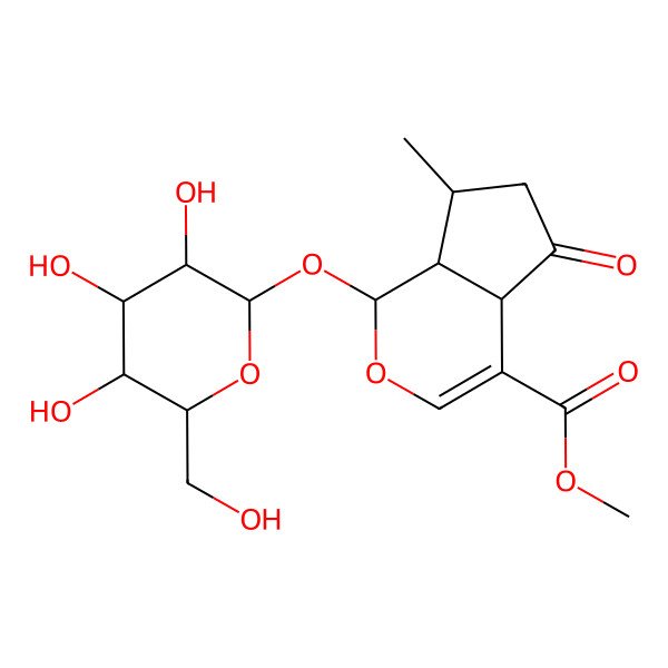 2D Structure of methyl 7-methyl-5-oxo-1-[3,4,5-trihydroxy-6-(hydroxymethyl)oxan-2-yl]oxy-4a,6,7,7a-tetrahydro-1H-cyclopenta[c]pyran-4-carboxylate