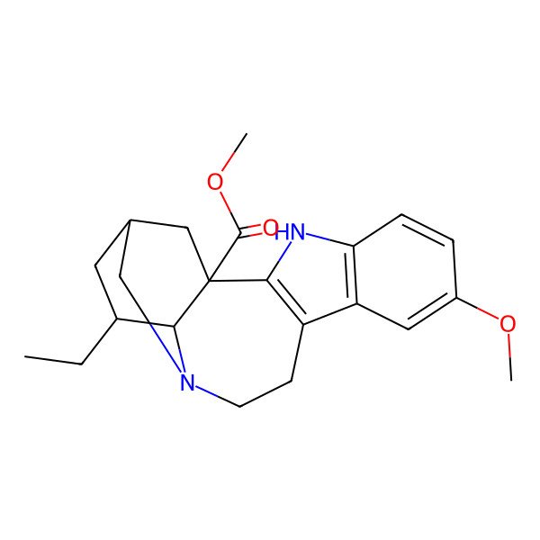 2D Structure of methyl (1S,15S,18S)-17-ethyl-7-methoxy-3,13-diazapentacyclo[13.3.1.02,10.04,9.013,18]nonadeca-2(10),4(9),5,7-tetraene-1-carboxylate