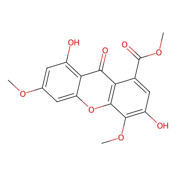 2D Structure of 3,8-Dihydroxy-4,6-dimethoxy-9-oxo-9H-xanthene-1-carboxylic acid methyl ester 2D Structure of 3,8-Dihydroxy-4,6-dimethoxy-9-oxo-9H-xanthene-1-carboxylic acid methyl ester