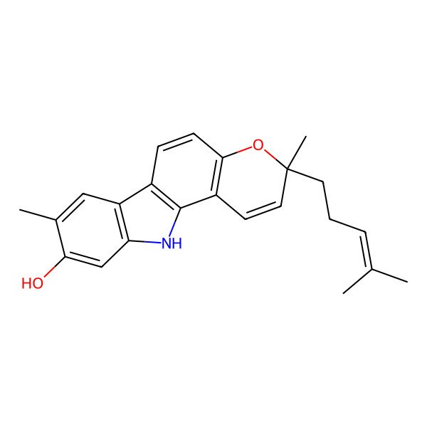 2D Structure of 3,8-Dimethyl-3-(4-methylpent-3-en-1-yl)-3,11-dihydropyrano[3,2-a]carbazol-9-ol