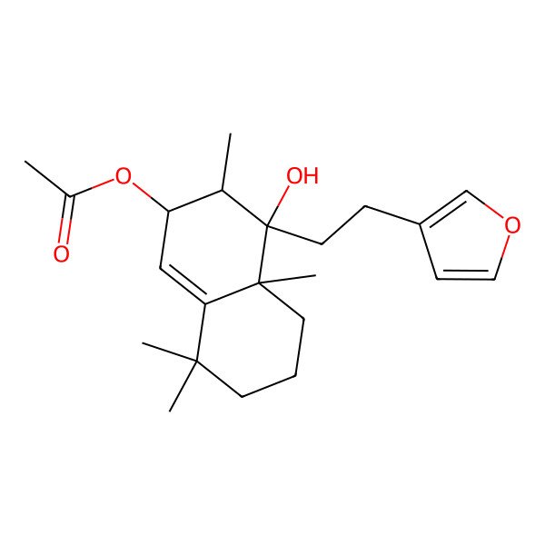 2D Structure of [(4aS)-4-[2-(furan-3-yl)ethyl]-4-hydroxy-3,4a,8,8-tetramethyl-3,5,6,7-tetrahydro-2H-naphthalen-2-yl] acetate