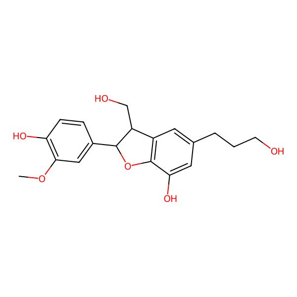 2D Structure of 2,3-Dihydro-2beta-(4-hydroxy-3-methoxyphenyl)-3beta-(hydroxymethyl)-5-(3-hydroxypropyl)benzofuran-7-ol