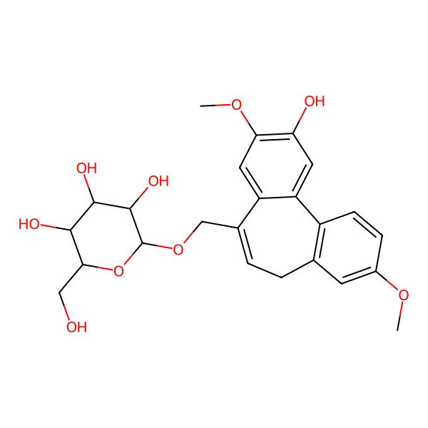 2D Structure of 3,9-Dimethoxy-5-(beta-D-glucopyranosyloxymethyl)-7H-dibenzo[a,c]cycloheptene-2-ol