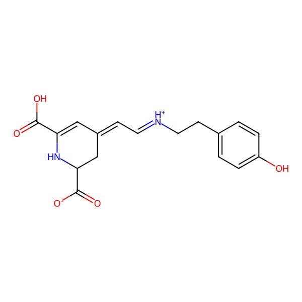 2D Structure of (4E)-6-carboxy-4-[(2E)-2-[2-(4-hydroxyphenyl)ethylazaniumylidene]ethylidene]-2,3-dihydro-1H-pyridine-2-carboxylate