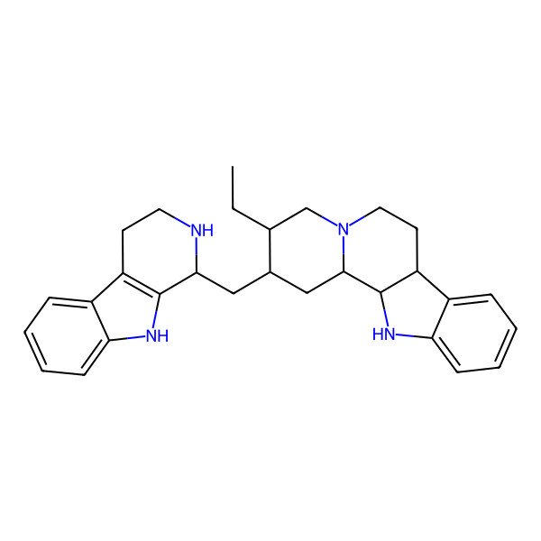 2D Structure of (2S,3R,12bS)-3-ethyl-2-[[(1R)-2,3,4,9-tetrahydro-1H-pyrido[3,4-b]indol-1-yl]methyl]-1,2,3,4,6,7,7a,12,12a,12b-decahydroindolo[2,3-a]quinolizine