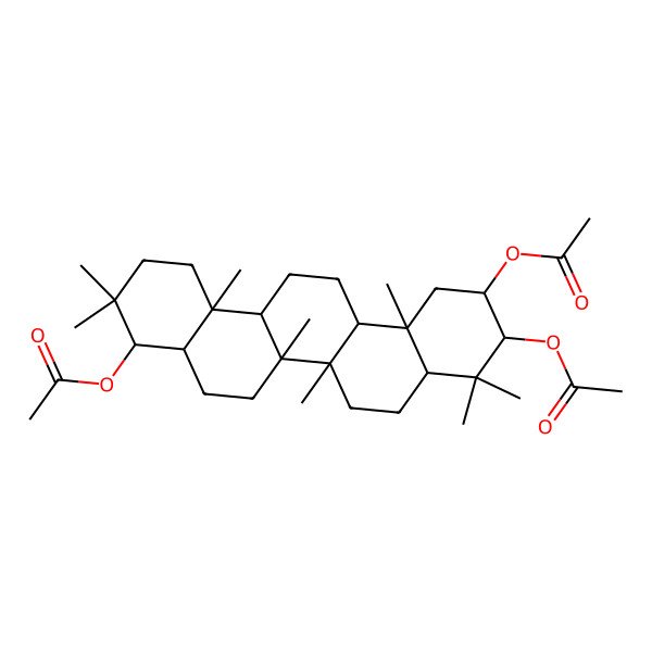 2D Structure of [(2R,3R,4aR,6aS,6aS,6bS,8aS,9R,12aS,14aS,14bR)-3,9-diacetyloxy-4,4,6a,6b,10,10,12a,14b-octamethyl-1,2,3,4a,5,6,6a,7,8,8a,9,11,12,13,14,14a-hexadecahydropicen-2-yl] acetate