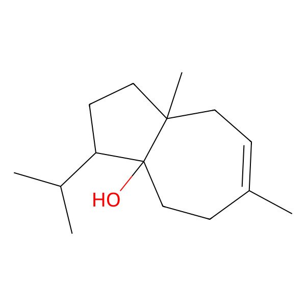 2D Structure of 3aalpha(1H)-Azulenol, 2,3,4,5,8,8a-hexahydro-3alpha-isopropyl-6,8aalpha-dimethyl-, (+)- 2D Structure of 3aalpha(1H)-Azulenol, 2,3,4,5,8,8a-hexahydro-3alpha-isopropyl-6,8aalpha-dimethyl-, (+)-