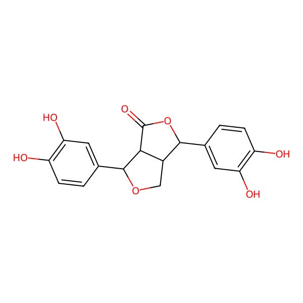 2D Structure of (3abeta,6abeta)-3beta,6beta-Di(3,4-dihydroxyphenyl)tetrahydro-1H,4H-furo[3,4-c]furan-1-one