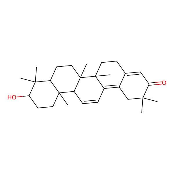 2D Structure of 3alpha-Hydroxy-28-noroleana-11,13(18),17(22)-triene-21-one