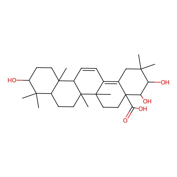 2D Structure of 3alpha,21beta,22alpha-Trihydroxyoleana-11,13(18)-diene-28-oic acid