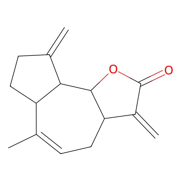 2D Structure of (3aR,6aR,9aR,9bS)-6-methyl-3,9-dimethylidene-4,6a,7,8,9a,9b-hexahydro-3aH-azuleno[4,5-b]furan-2-one