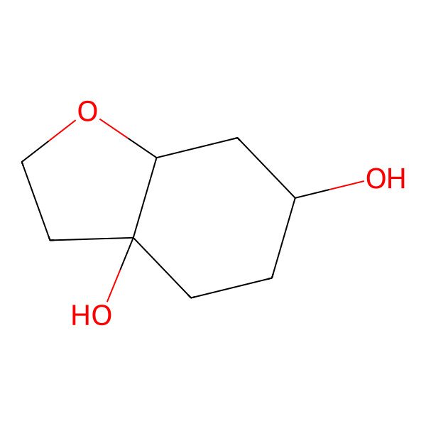 2D Structure of (3aR,6S,7aS)-3,4,5,6,7,7a-hexahydro-2H-1-benzofuran-3a,6-diol