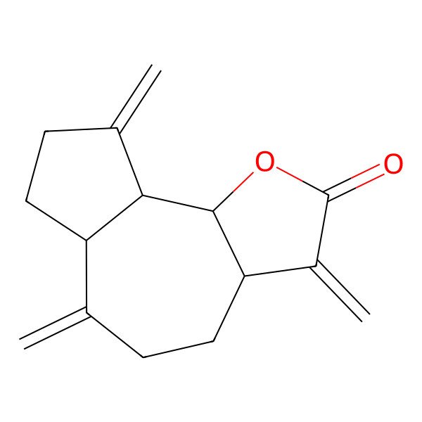 2D Structure of (3aS,6aR,9aR,9bR)-3,6,9-trimethylidene-3a,4,5,6a,7,8,9a,9b-octahydroazuleno[4,5-b]furan-2-one