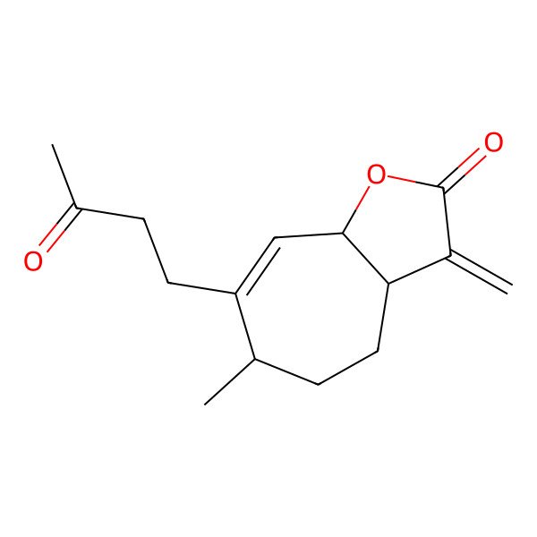 2D Structure of (3aS,6S,8aR)-6-methyl-3-methylidene-7-(3-oxobutyl)-4,5,6,8a-tetrahydro-3aH-cyclohepta[b]furan-2-one
