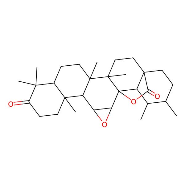 2D Structure of (1S,2S,4S,5R,6S,11R,14R,15S,18S,21R,22S,23R)-6,10,10,14,15,21,22-heptamethyl-3,24-dioxaheptacyclo[16.5.2.01,15.02,4.05,14.06,11.018,23]pentacosane-9,25-dione