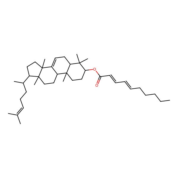 2D Structure of [(3S,5R,9R,10R,13S,14S,17S)-4,4,10,13,14-pentamethyl-17-[(2S)-6-methylhept-5-en-2-yl]-2,3,5,6,9,11,12,15,16,17-decahydro-1H-cyclopenta[a]phenanthren-3-yl] (2E,4E)-deca-2,4-dienoate