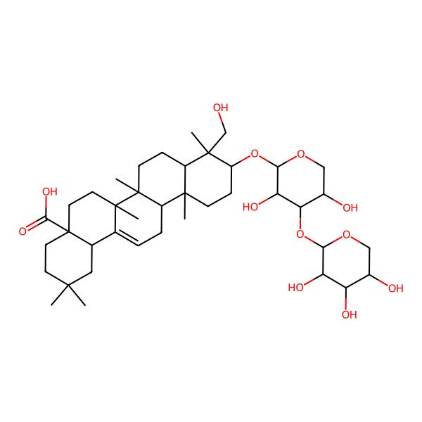 2D Structure of (4aS,6aR,6aS,6bR,8aR,9R,10S,12aR,14bS)-10-[(2S,3R,4S,5S)-3,5-dihydroxy-4-[(2S,3R,4S,5R)-3,4,5-trihydroxyoxan-2-yl]oxyoxan-2-yl]oxy-9-(hydroxymethyl)-2,2,6a,6b,9,12a-hexamethyl-1,3,4,5,6,6a,7,8,8a,10,11,12,13,14b-tetradecahydropicene-4a-carboxylic acid
